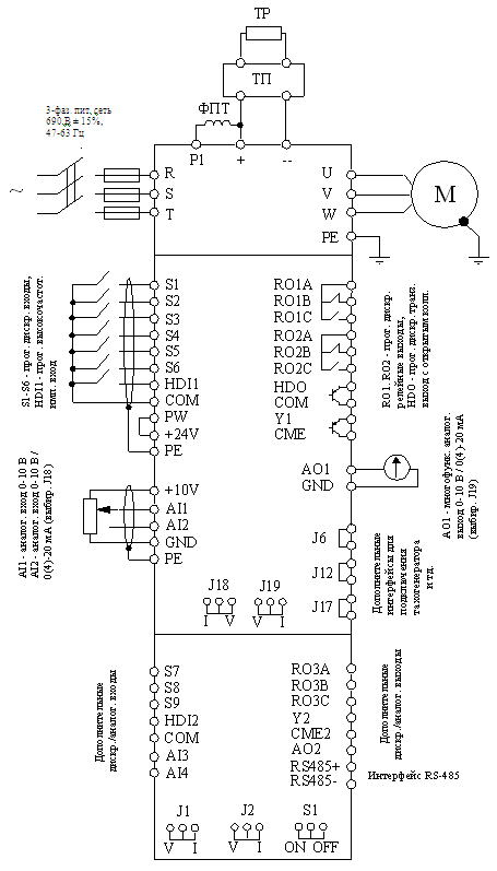 схема подключения преобразователя частоты СТА-B3.VC