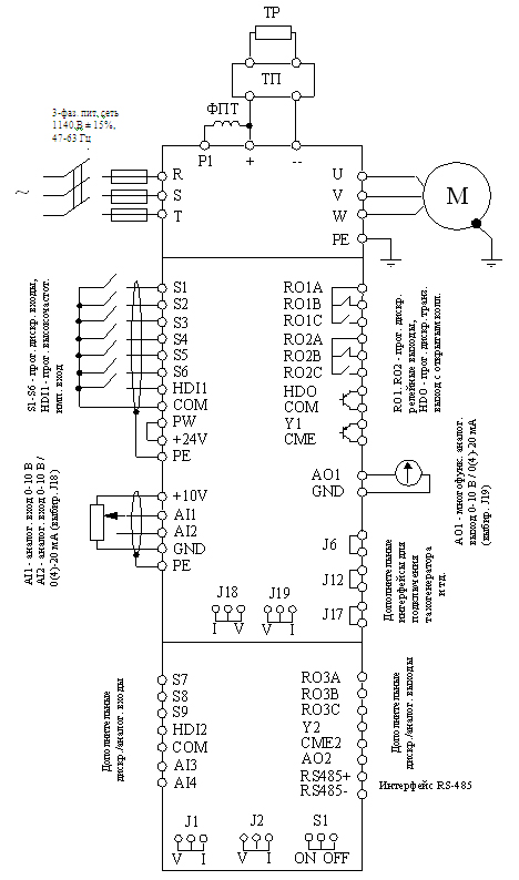 схема подключения преобразователя частоты СТА-B6.VC