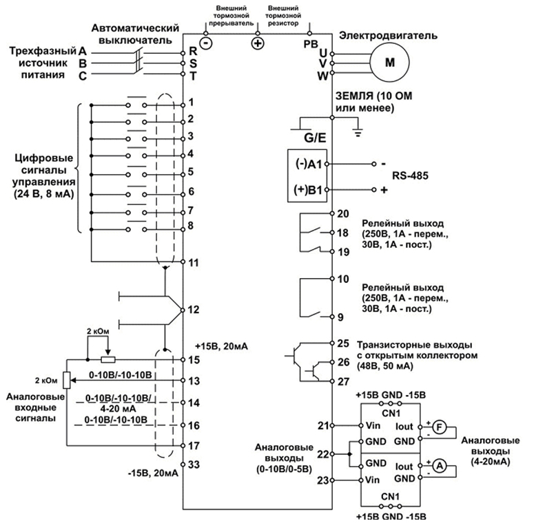 схема подключения преобразователя частоты СТА-C6.VC